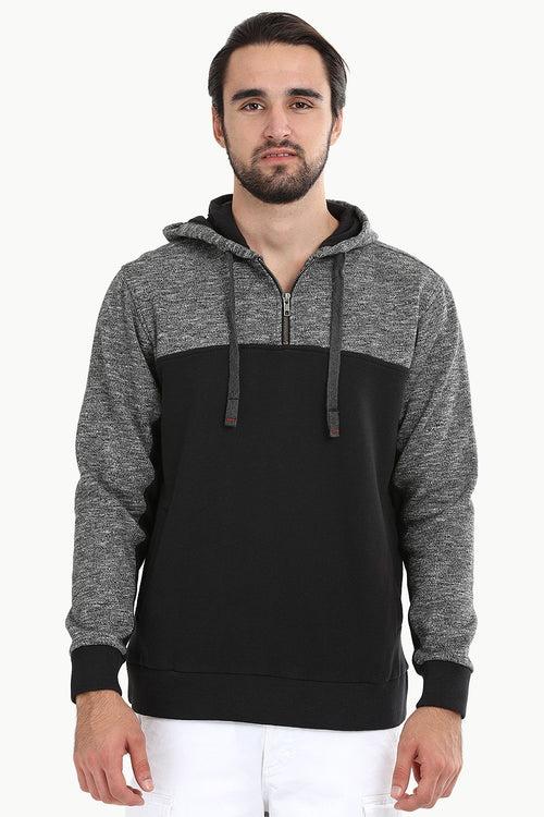 Colourblock Popover Black Hoodie