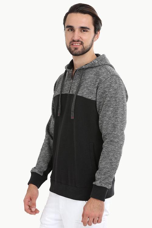 Colourblock Popover Black Hoodie