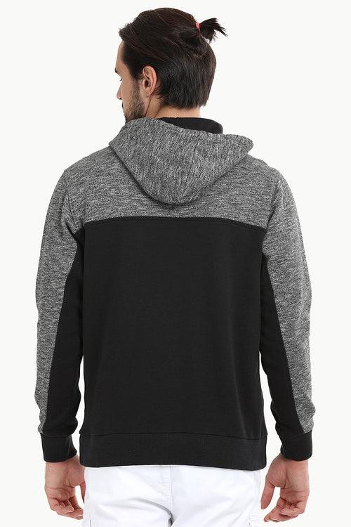 Colourblock Popover Black Hoodie