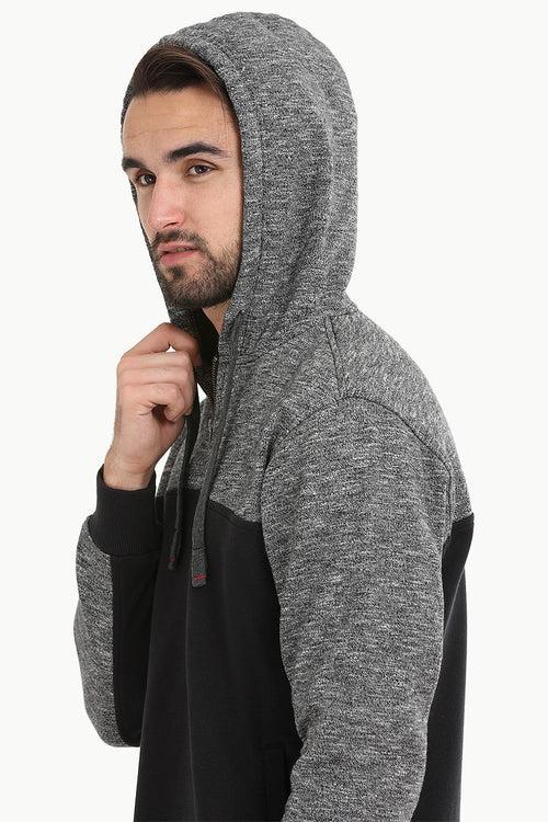 Colourblock Popover Black Hoodie