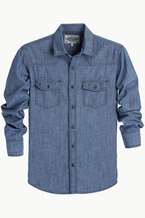 Indigo Denim Shirt with Bold Stitch