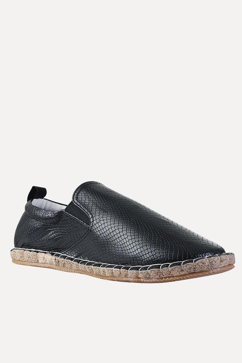 Textured Faux Leather Espadrilles