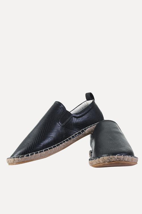 Textured Faux Leather Espadrilles