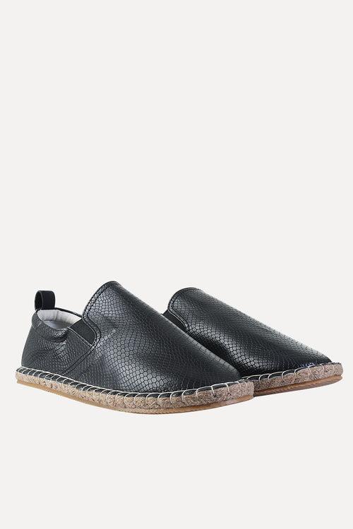 Textured Faux Leather Espadrilles