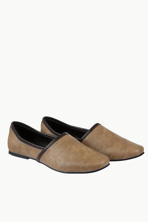 Mens Coffee Colour Faux Leather Juttis