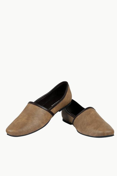 Mens Coffee Colour Faux Leather Juttis