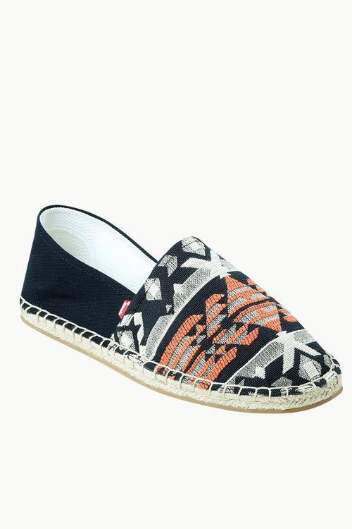 Men's Black Jacquard Embroidered Espadrilles