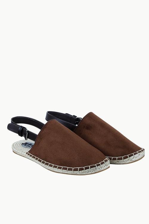 Mens Brown Faux Suede Strap Sandals