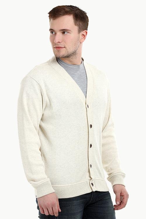 Men's Buttoned Navajo White English Cardigan