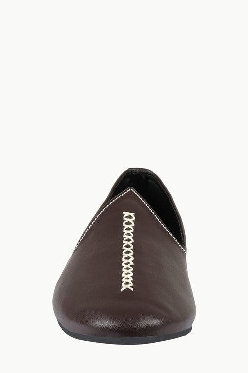 Mens Contrast Stitch Brown Juttis