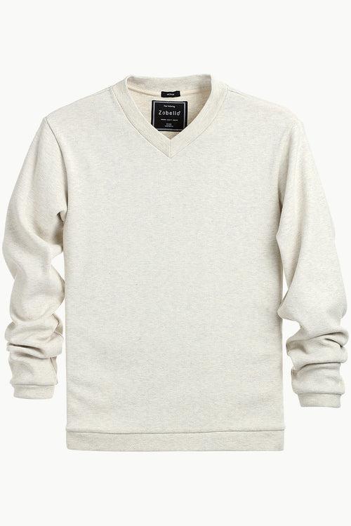 Men's Knit Navajo White V-Neck Sweatshirt