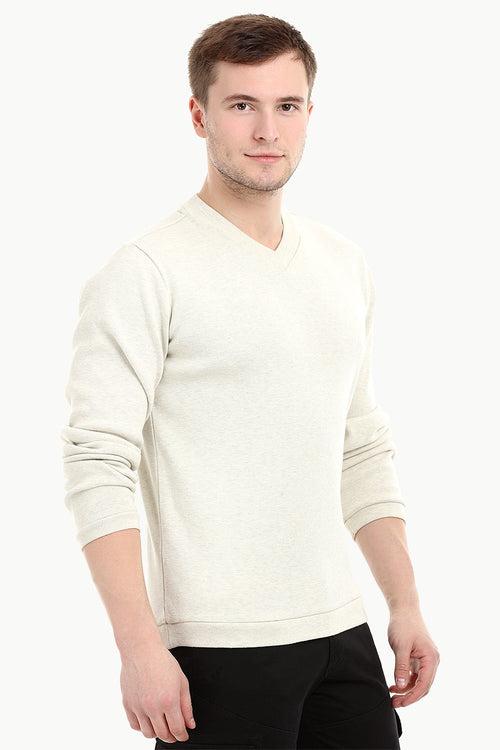 Men's Knit Navajo White V-Neck Sweatshirt