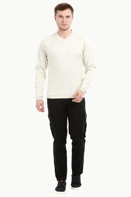 Men's Knit Navajo White V-Neck Sweatshirt