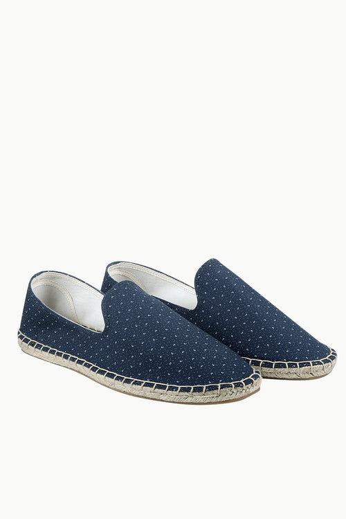 Mens Navy Printed Jute Espadrilles