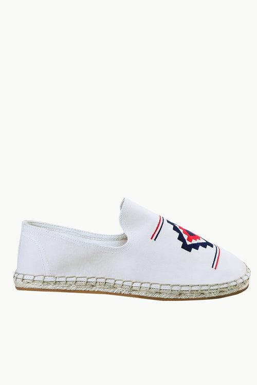 Mens Oatmeal Aztec Embroidered Espadrilles