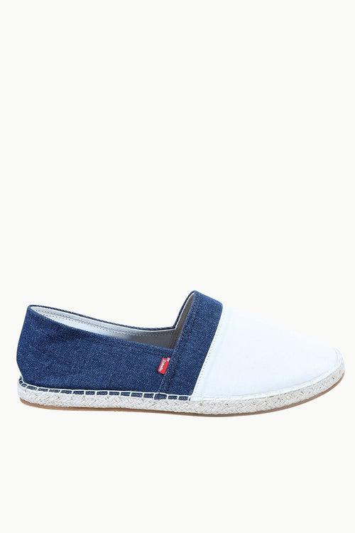 Mens White Cut N Sew Denim Espadrilles