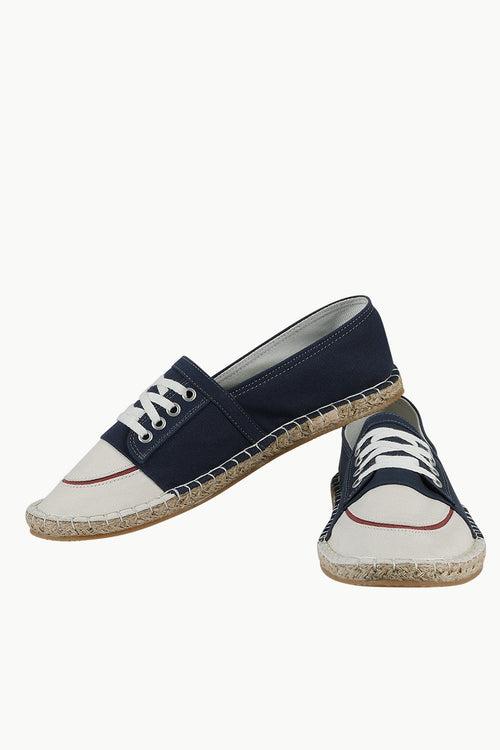 Mock Lace Up Navy Espadrilles