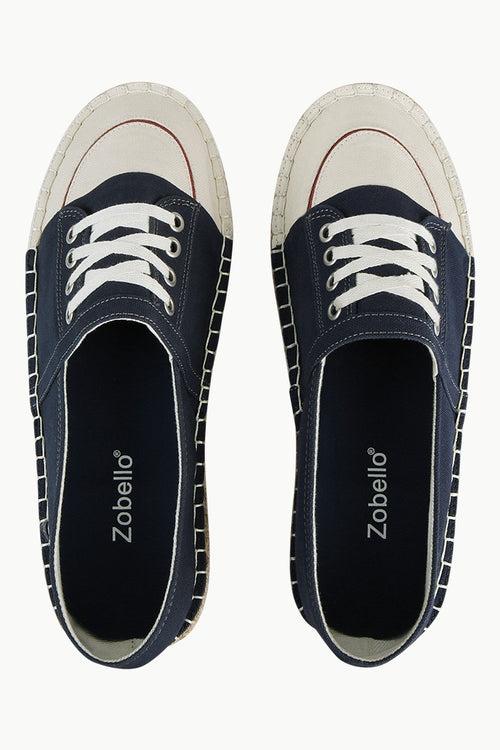 Mock Lace Up Navy Espadrilles