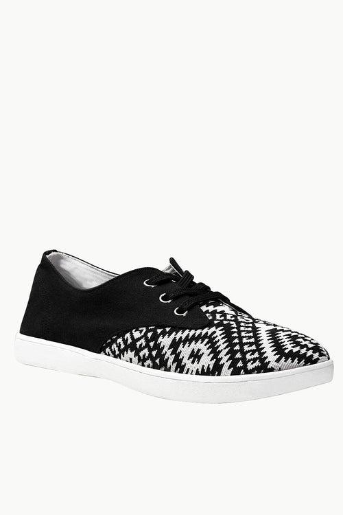 Print Block Lace Up Plimsolls