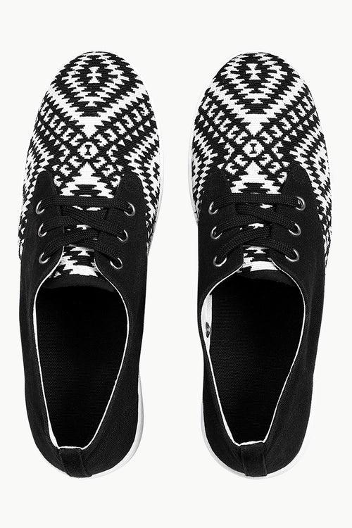 Print Block Lace Up Plimsolls