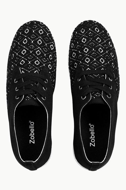 Print Block Lace Up Plimsolls