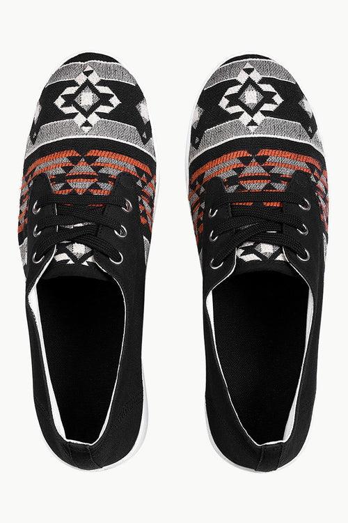 Print Block Lace Up Plimsolls