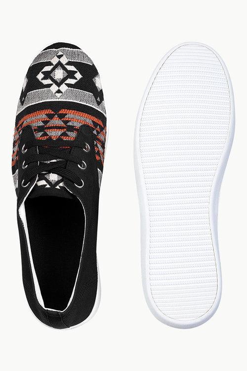 Print Block Lace Up Plimsolls