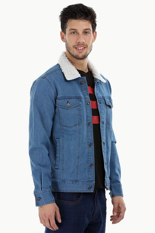 Sherpa Collar Indigo Denim Jacket