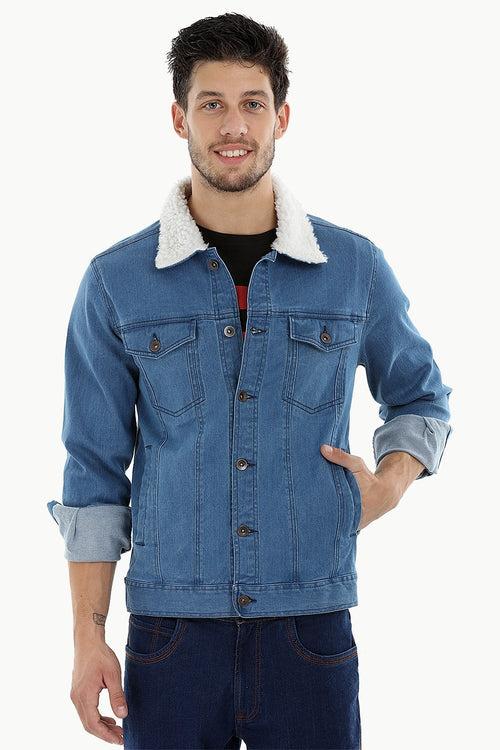 Sherpa Collar Indigo Denim Jacket