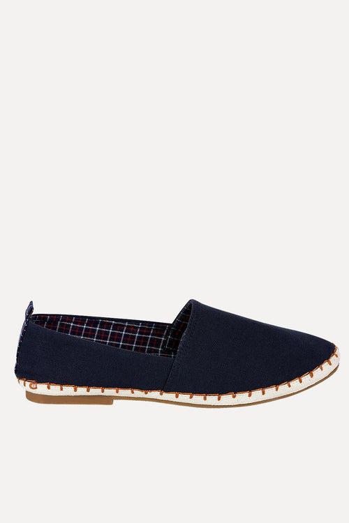 Solid Espadrilles with Checks Inside