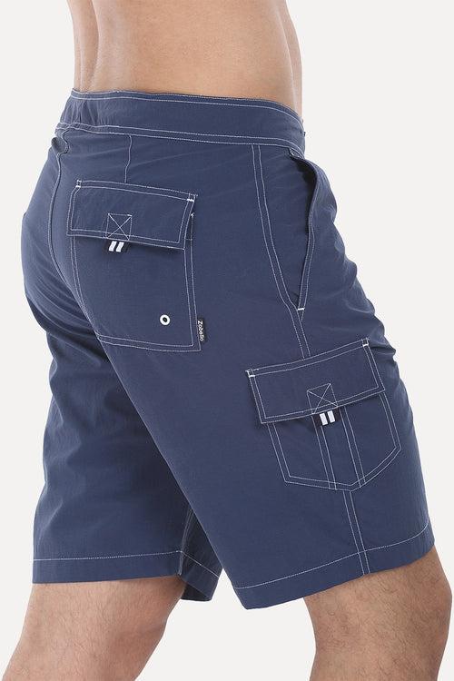 Solid Quick Dry Cargo Board Swim Shorts