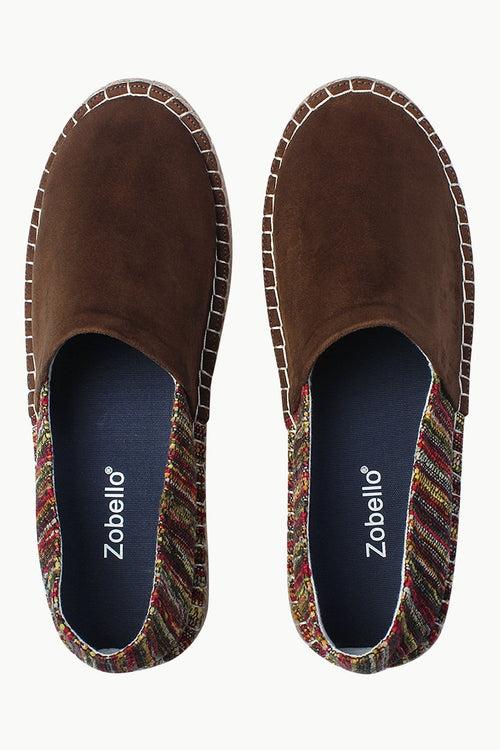 Suede Espadrilles with Canvas Print