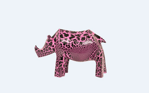 Crackled Fiberglass Rhino Sculpture