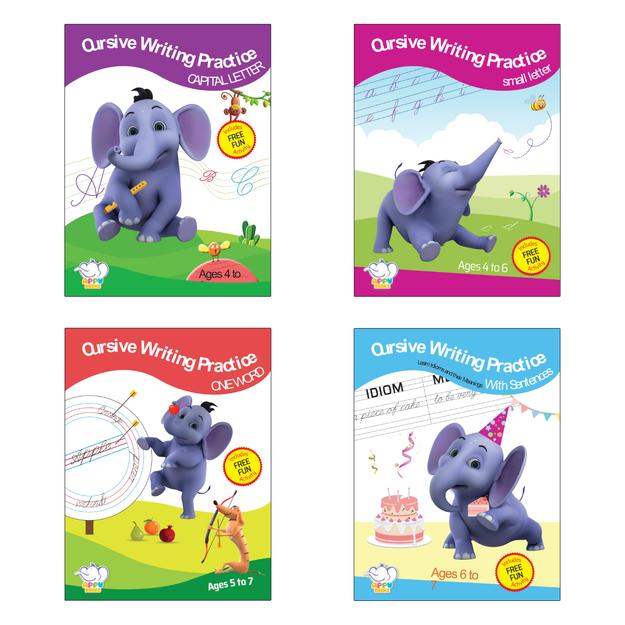 APPU Cursive Writing Books for Kids - Set 1 - Combo Pack of 4