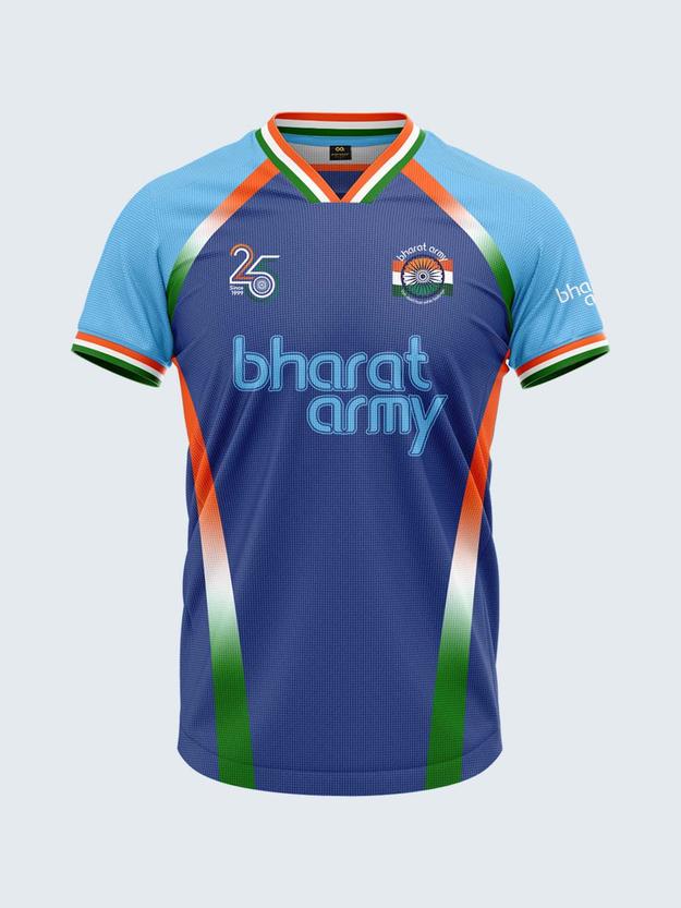 Bharat Army 25th Anniversary Edition Match Day Retro V-Neck Jersey 2024 (Royal Blue)