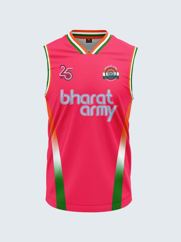 Bharat Army 25th Anniversary Edition Match Day Retro Vest 2024 (Pink)