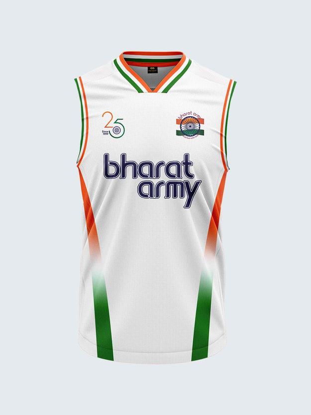 Bharat Army 25th Anniversary Edition Match Day Retro Vest 2024 (White)