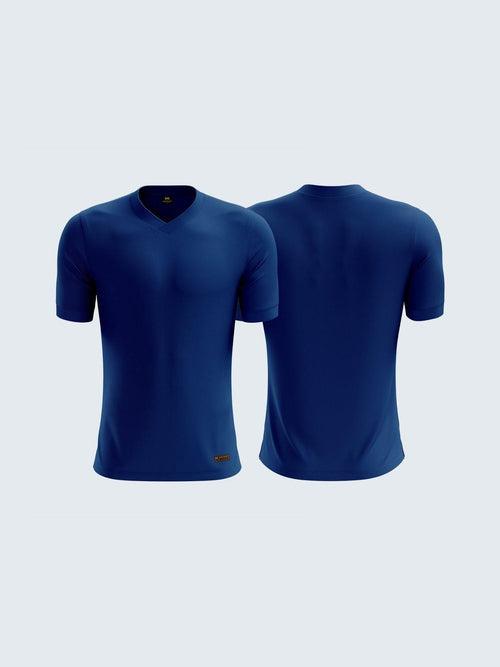 Men's V Neck Cobalt Lycra Stretch Soft Cotton T-Shirt - CS9002