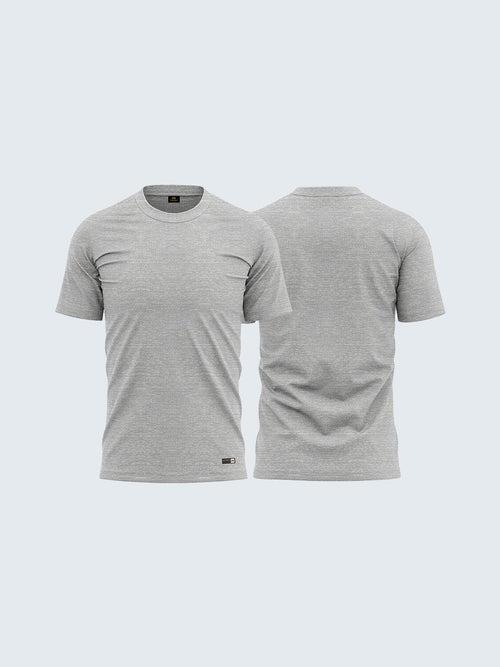 Men's Round Neck Melange Grey Soft Cotton T-Shirt - CS9003