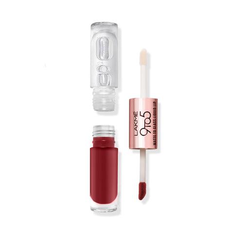 Lakmē 9 to 5 Matte to Glass Liquid Lip-Fiery Red