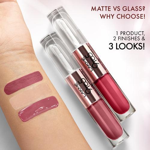 Lakmē 9 to 5 Matte to Glass Liquid Lip-Fiery Red