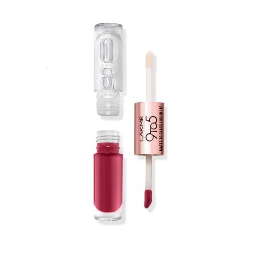 Lakmē 9 to 5 Matte to Glass Liquid Lip-Fuchsia Pink