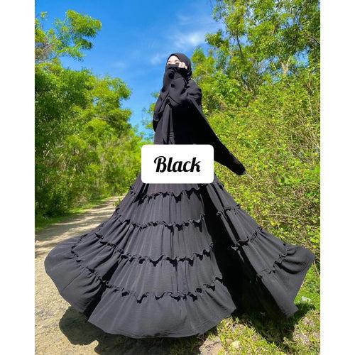 Eid Special 5 Firill Big Flared Abaya Firill Abaya (Black)