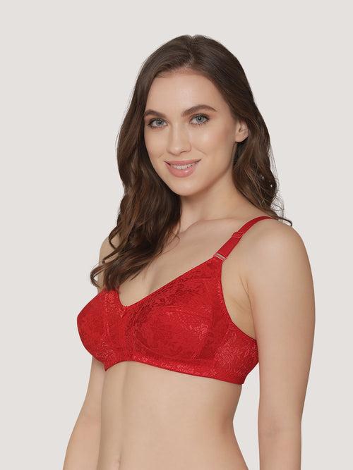 K LINGERIE Alvina Women's Non Padded Wirefree Comfort Embroidered Lace Bra