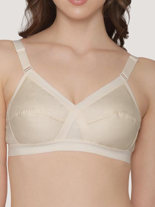 K LINGERIE Cross Care Women's Full Coverage Non Padded Wirefree Minimizer Bra