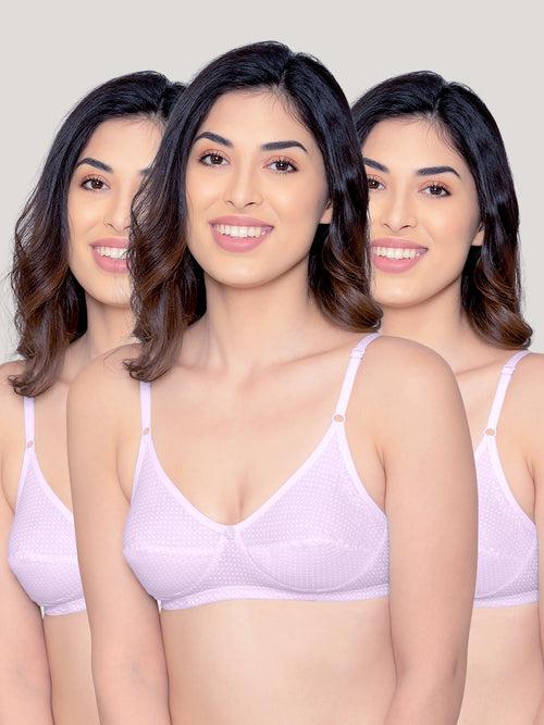 Kalyani Elin Non Padded Dot Printed Cotton Everyday Bra | Pack of 3