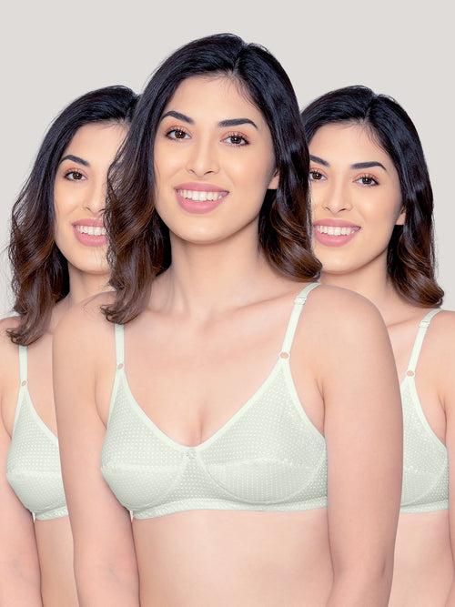 Kalyani Elin Non Padded Dot Printed Cotton Everyday Bra | Pack of 3