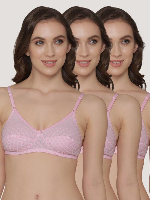 Kalyani Moon Wirefree Printed Cotton Polka Dot Daily Wear Bra | Pack of 3