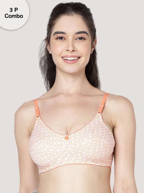 Kalyani (Niloufer) Full Coverage Non Padded Printed Everyday Bra | Pack of 3