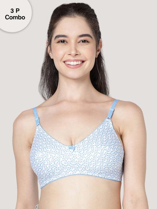 Kalyani (Niloufer) Full Coverage Non Padded Printed Everyday Bra | Pack of 3